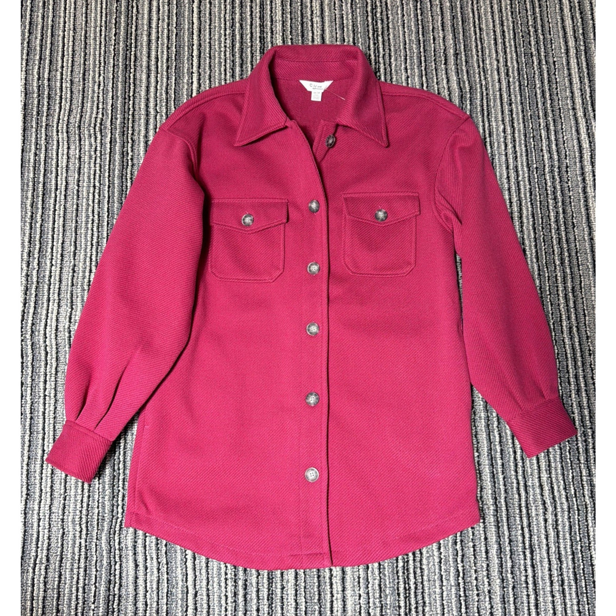C by One Shacket Womens XS Fuchsia Pink Textured Button Front Shirt Jacket