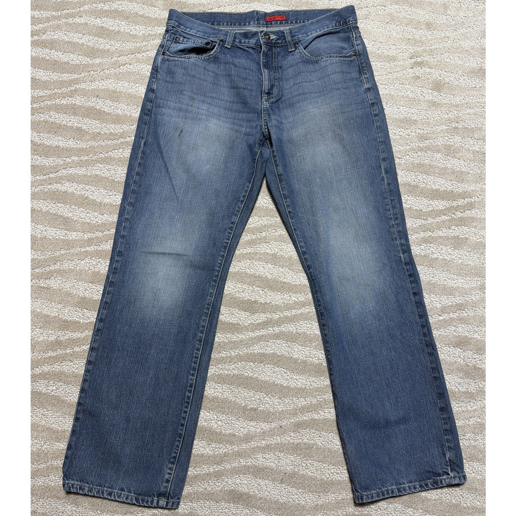 Apt. 9 Straight Fit Jeans Mens 34x32 Blue Medium Wash Denim Pants Workwear