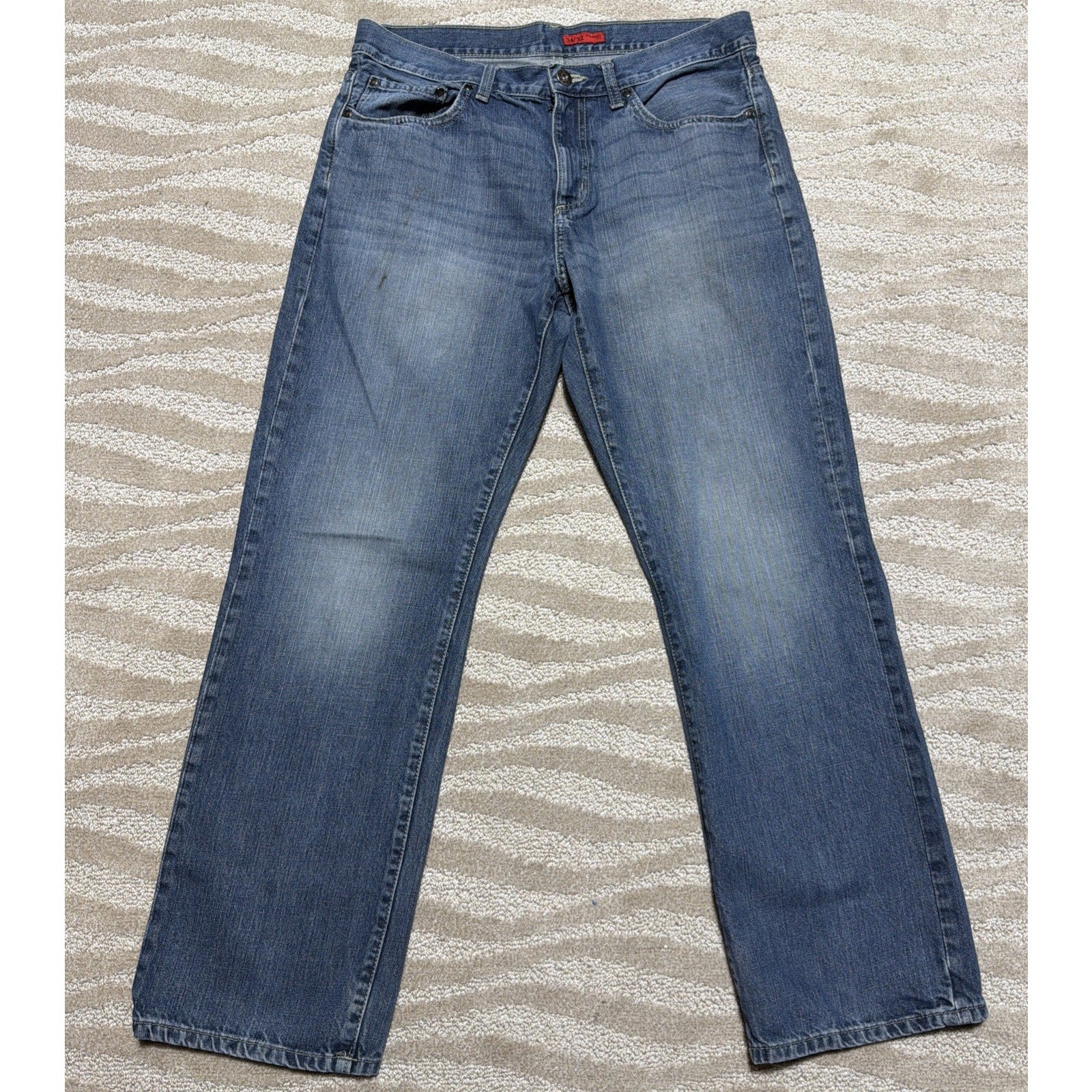 Apt. 9 Straight Fit Jeans Mens 34x32 Blue Medium Wash Denim Pants Workwear