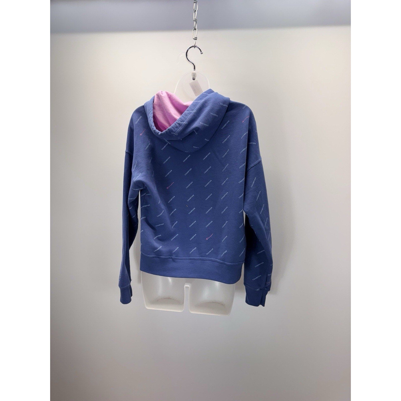 Champion Women's Hoodie All Over Print Spell Out Pullover Relaxed Size Medium