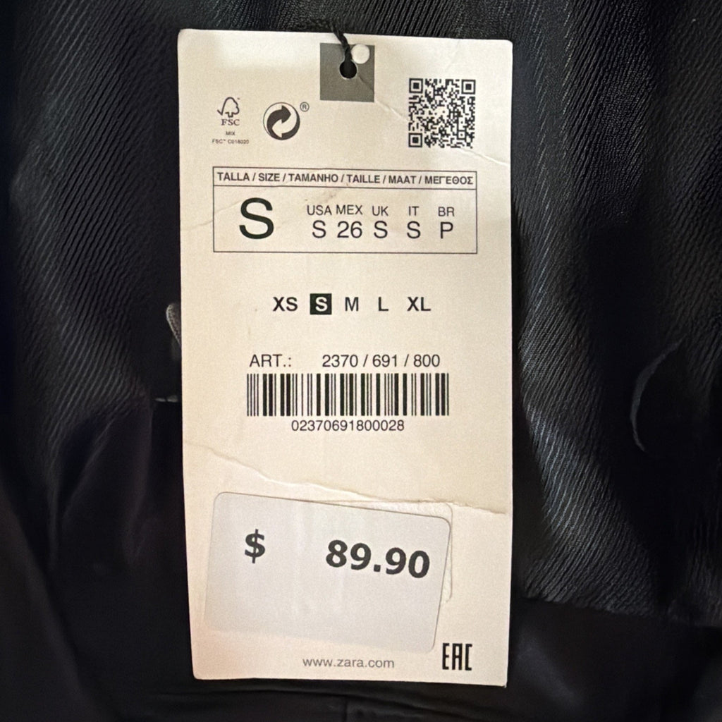 ZARA WOMENS S NEW DINNER JACKET BLAZER SATIN EFFECT TUXEDO COLLAR 8411/791 BLACK