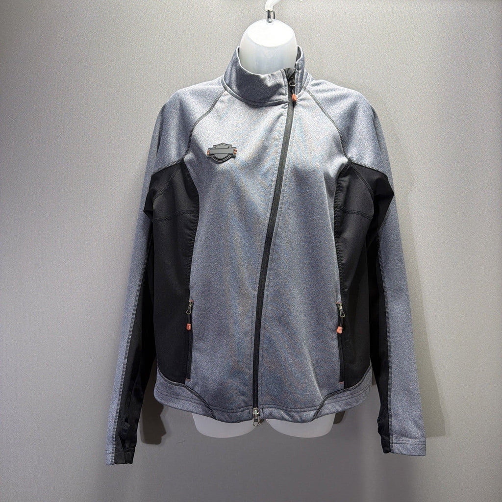 Harley-Davidson Womens Mid-Layer Soft Shell Jacket Gray Black Thumbhole Size L