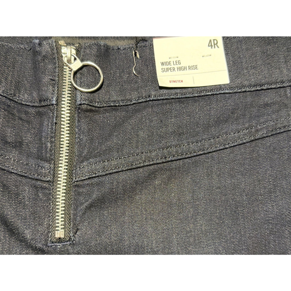 New Express Super High Waisted Exposed Zip Wide Leg Jeans Size 4 R