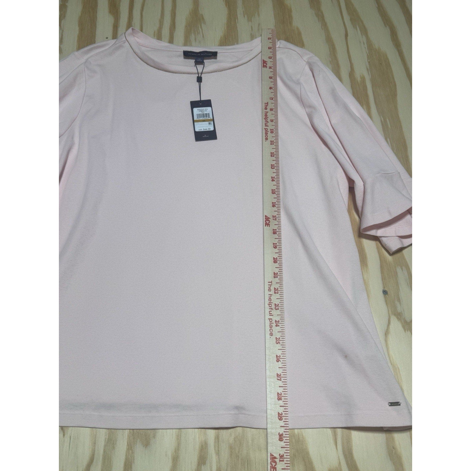 Tommy Hilfiger Women’s 1XL Pink Blouse Shirt with Ruffled Sleeves NEW