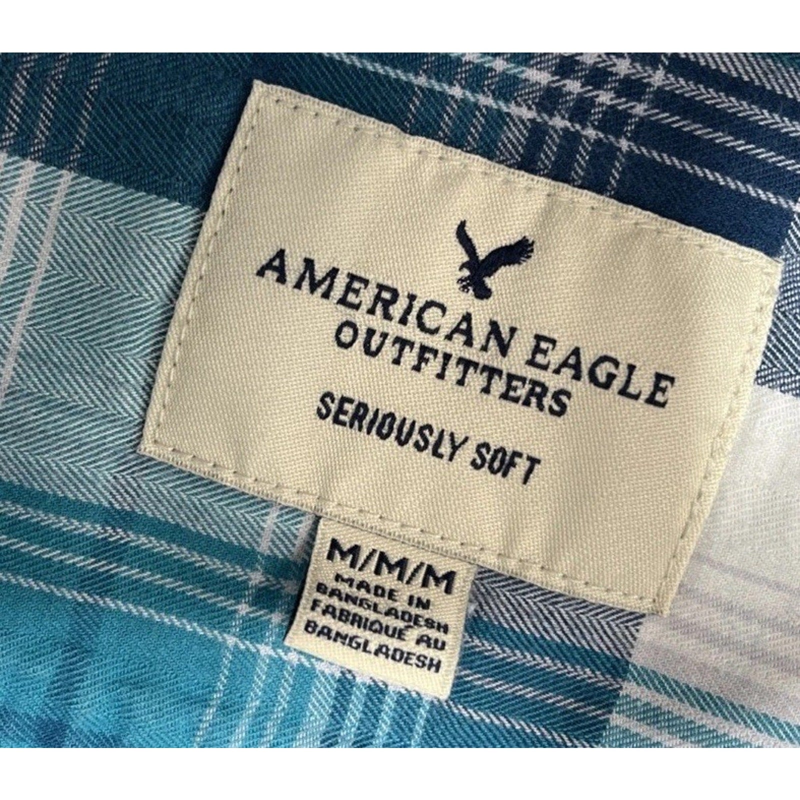American Eagle Mens Seriously Soft Long Sleeve Casual Button Down Size Medium