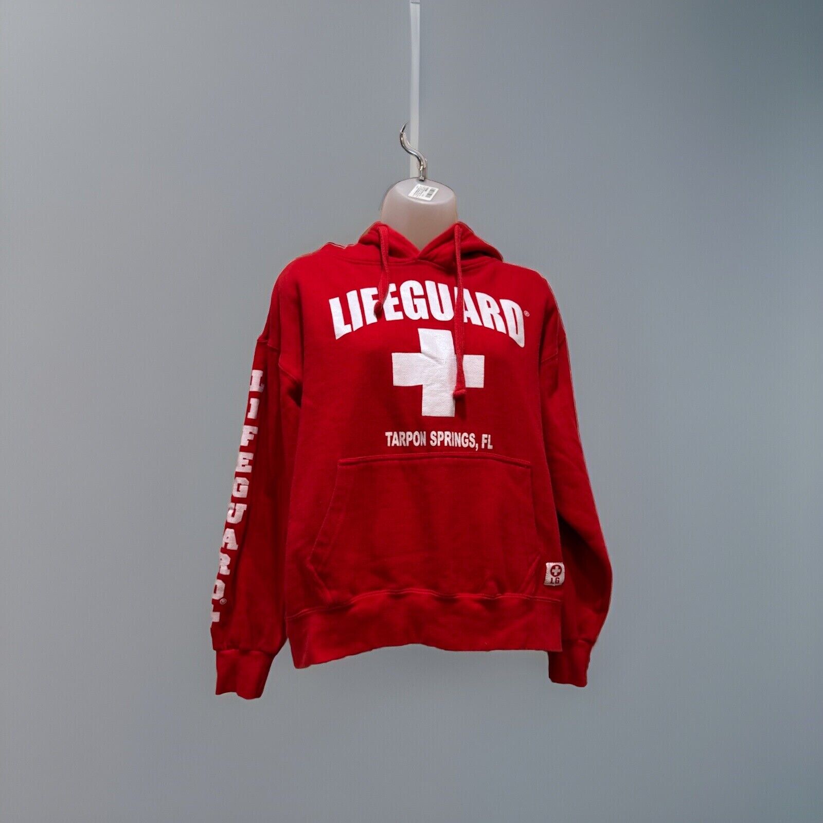 Lifeguard Hoodie Sweatshirt Womens Medium Tarpon Springs Florida Red Official