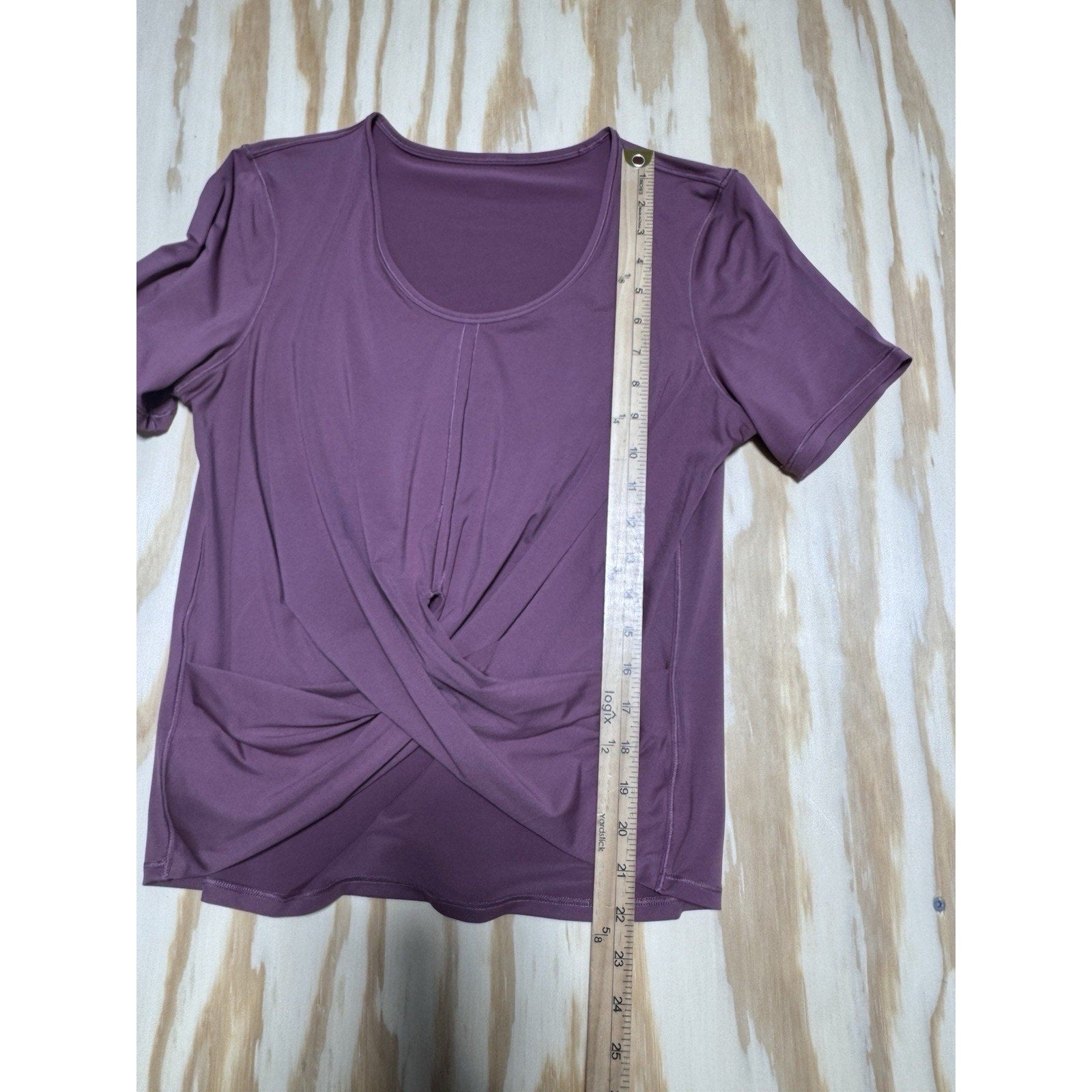 Lululemon Womens Medium Twist Front Knot Top Mauve Pink Short Sleeve Yoga No Sz