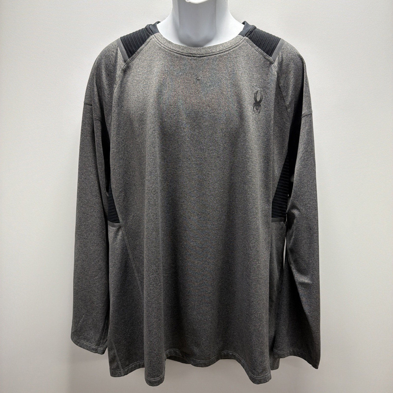 Spider Active Proweb Long Sleeve Shirt Mens XXL Gray Stretch Crew Neck Wicking