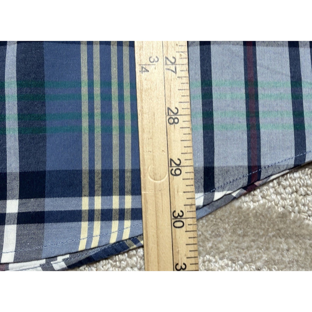 Eddie Bauer Shirt Mens L Blue Plaid Pocket Button Down Casual Western