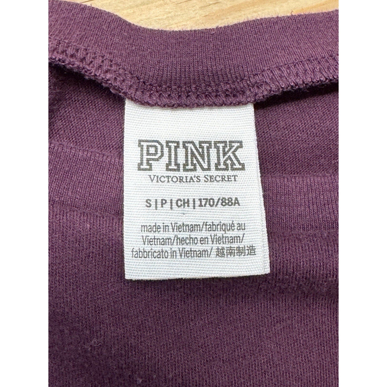 Pink By Victoria Secret Maroon Short Sleeve T-shirt Cap Sleeve Women’s Size S