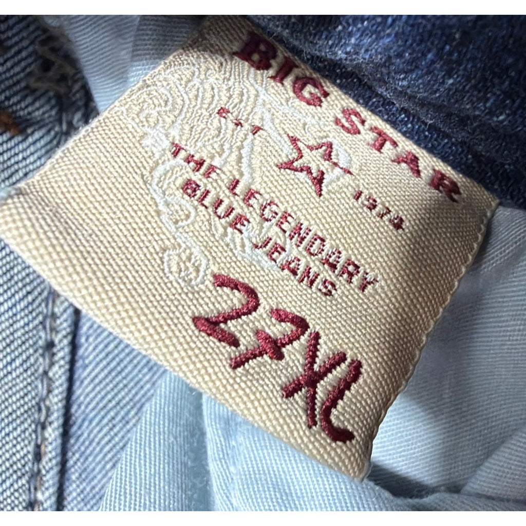 Big Star Liv Boot Jeans Womens 27XL Blue Wash Low Rise Bootcut Embroidered Denim