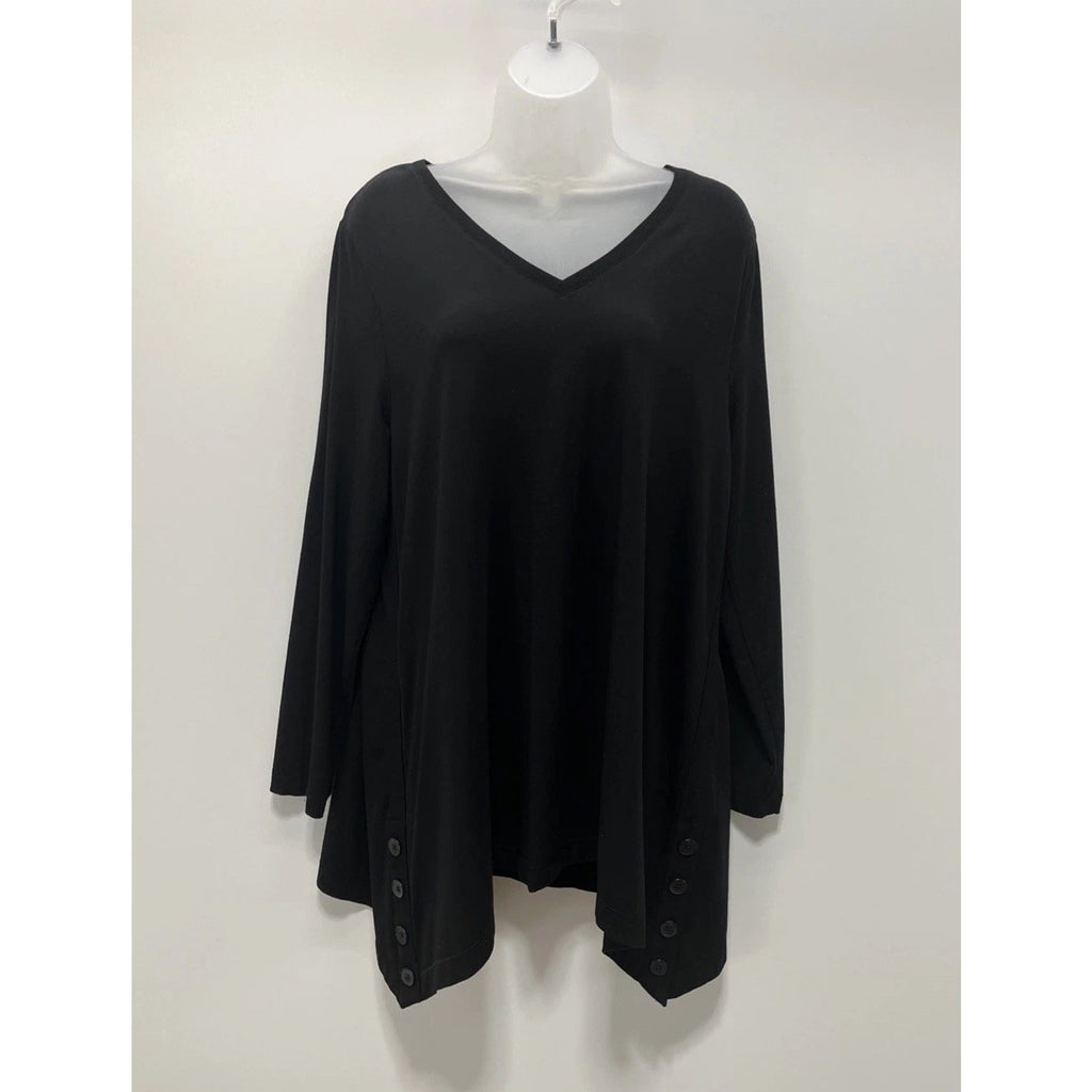 Chico's Ultimate Tee Touch Of School Side Button Tunic Women's Size 2/L Black