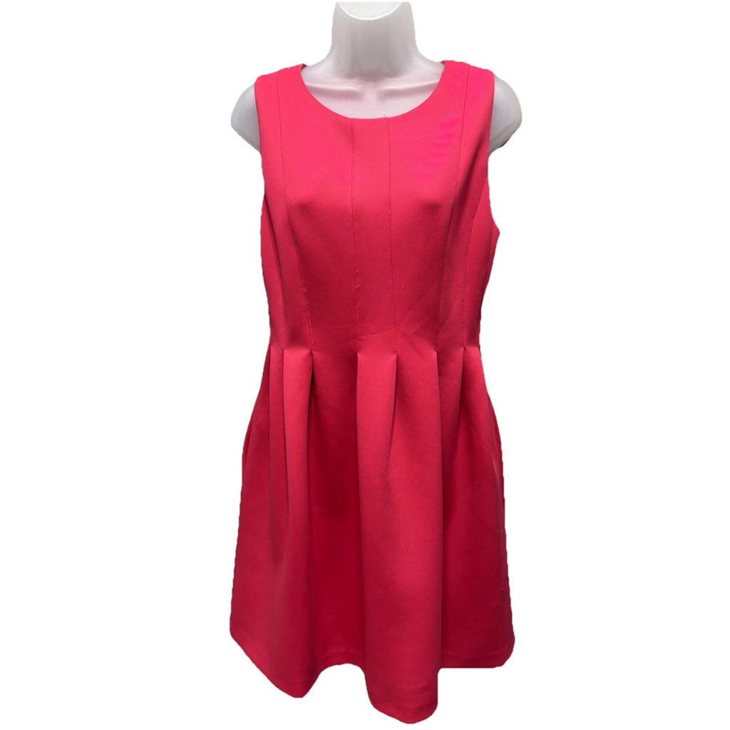 Calvin Klein Pink Fit Flare Dress Petite 12 Sleeveless Barbiecore Career Cocktai