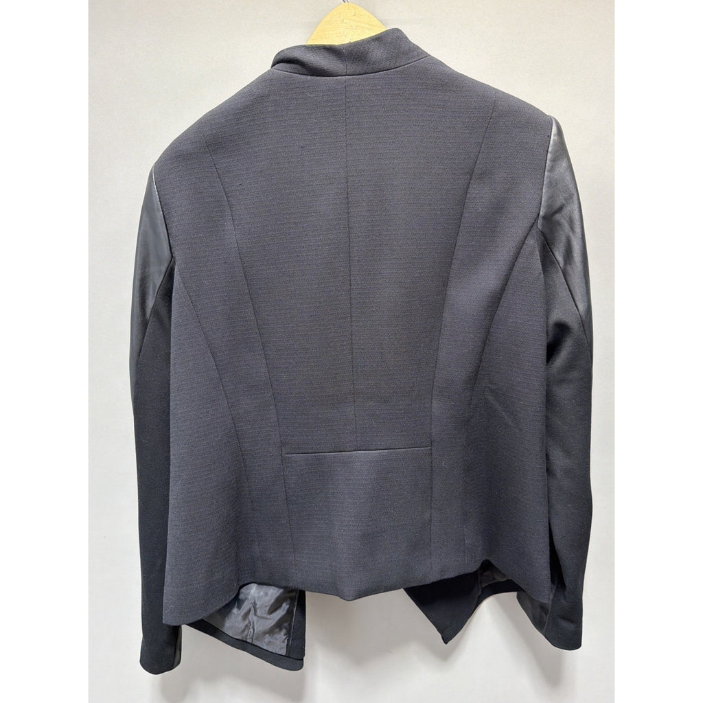 Worthington Jacket Size 16 Two Tone Faux Leather Shoulder Pad Open Womens New