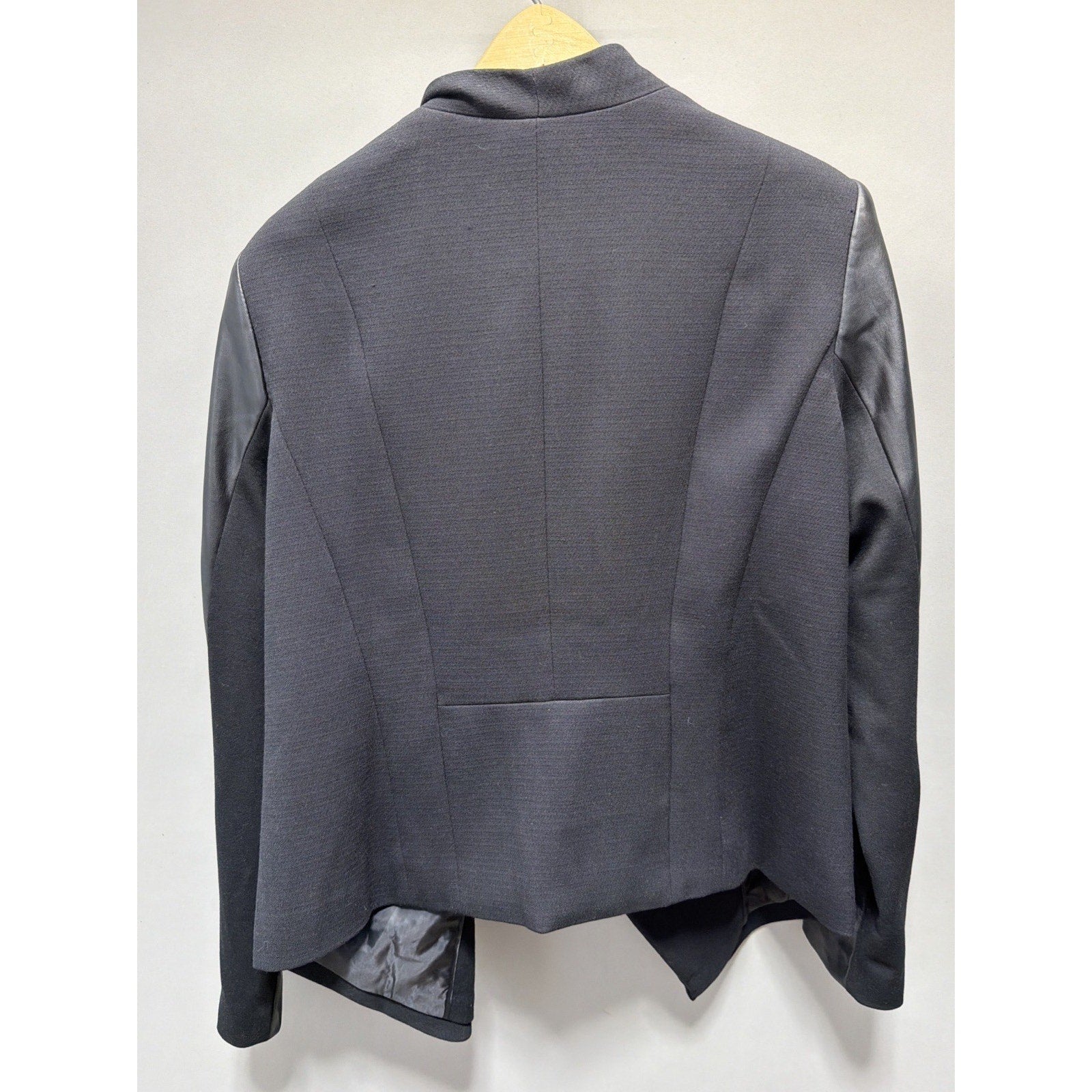 Worthington Jacket Size 16 Two Tone Faux Leather Shoulder Pad Open Womens New
