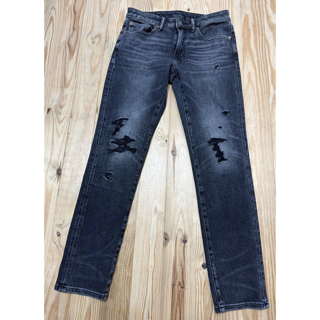 American Eagle Jeans Mens 29x30 Black Denim Slim 360 AirFlex Distressed