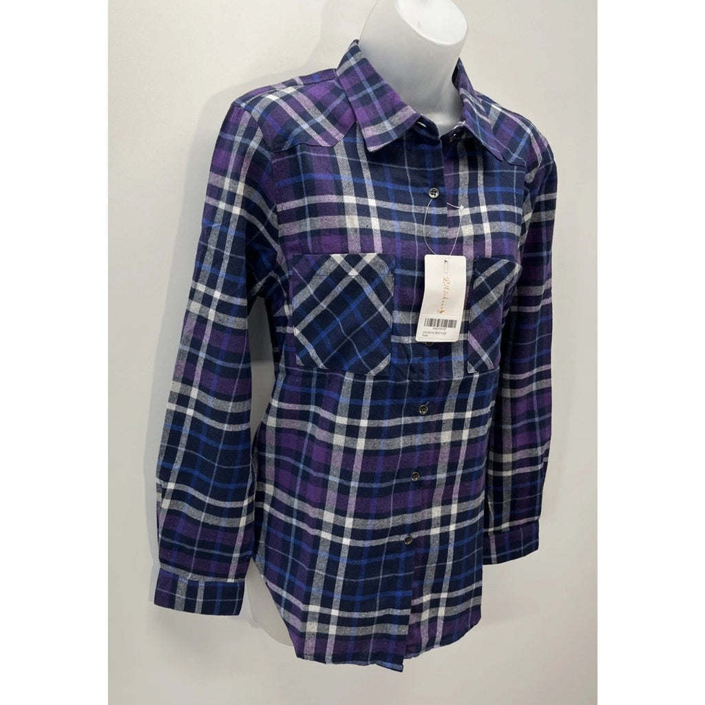 NWT Lilicherry Long Sleeve Plaid Flannel Button Up Shirt Size 8