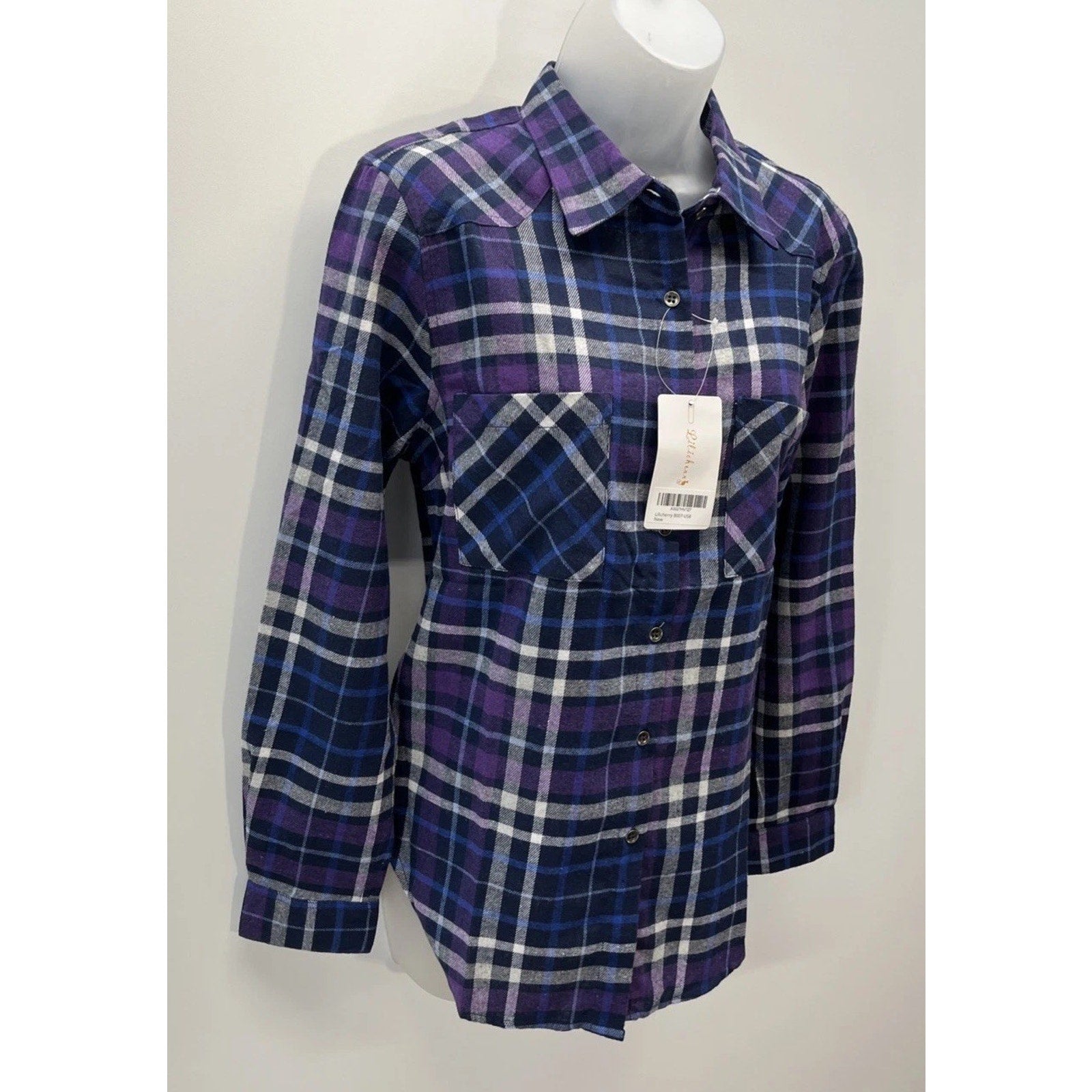 NWT Lilicherry Long Sleeve Plaid Flannel Button Up Shirt Size 8
