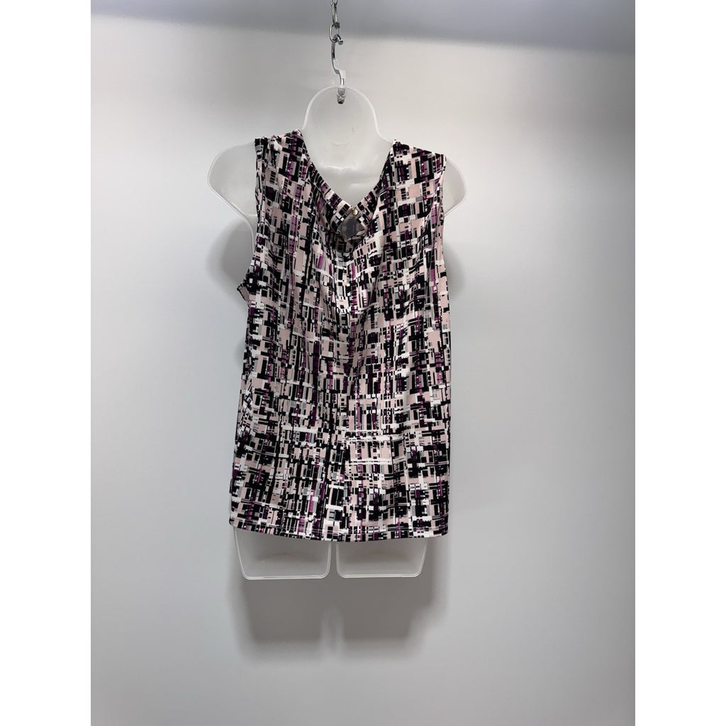 CALVIN KLIEN Sleeveless Geometric Print Shell Top Career Blouse Purple Size 1X