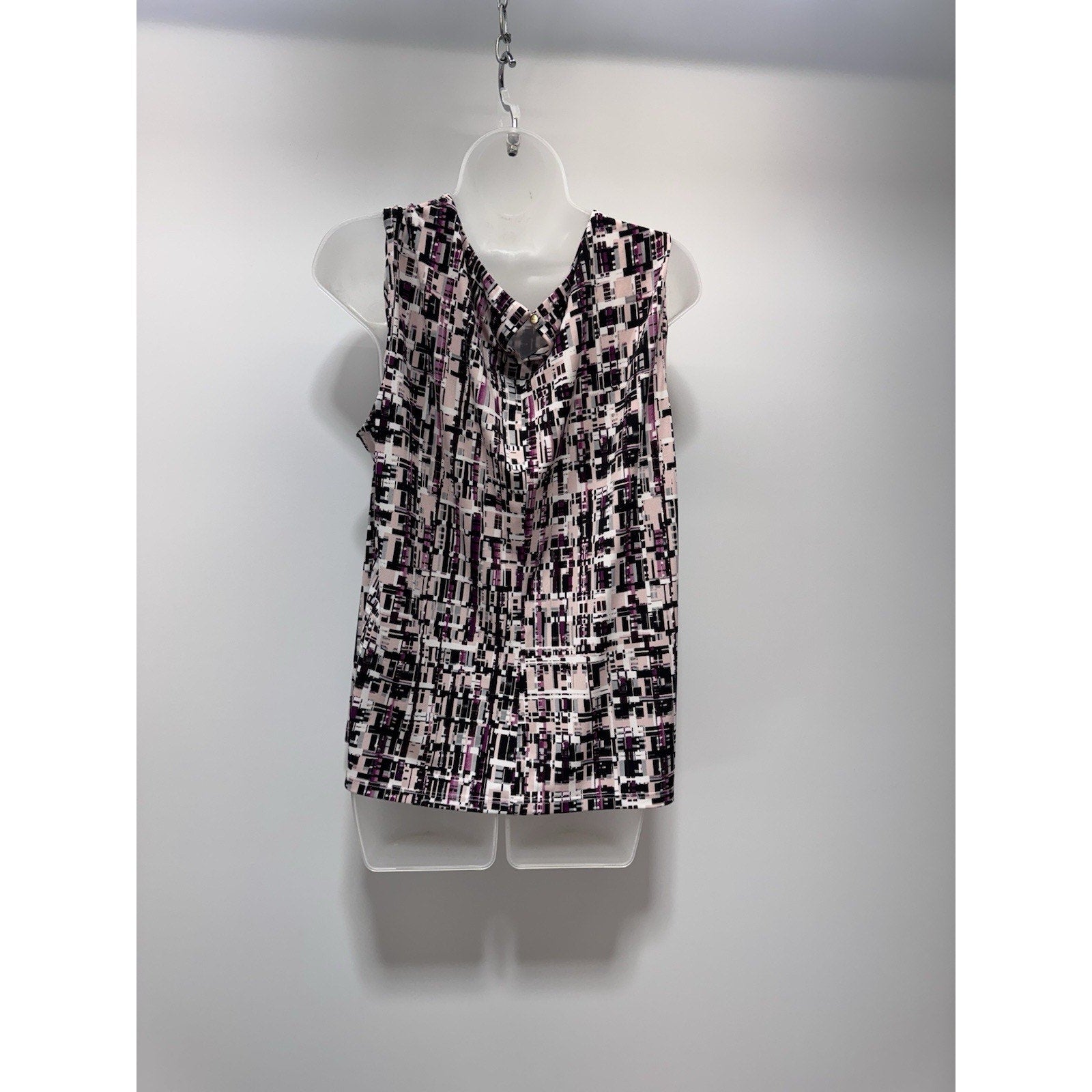 CALVIN KLIEN Sleeveless Geometric Print Shell Top Career Blouse Purple Size 1X