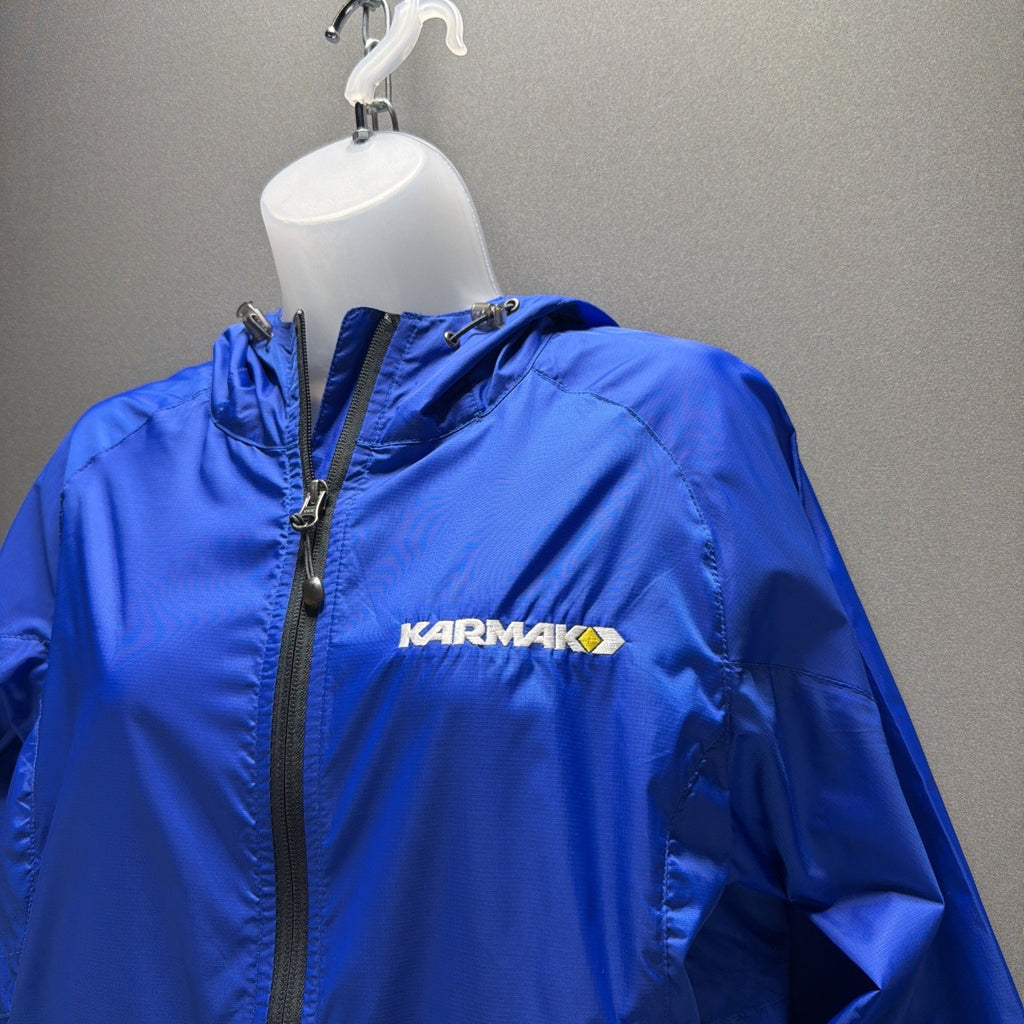 EDDIE BAUER Women's M Packable Rain Jacket Royal Blue Company Logo Karmak