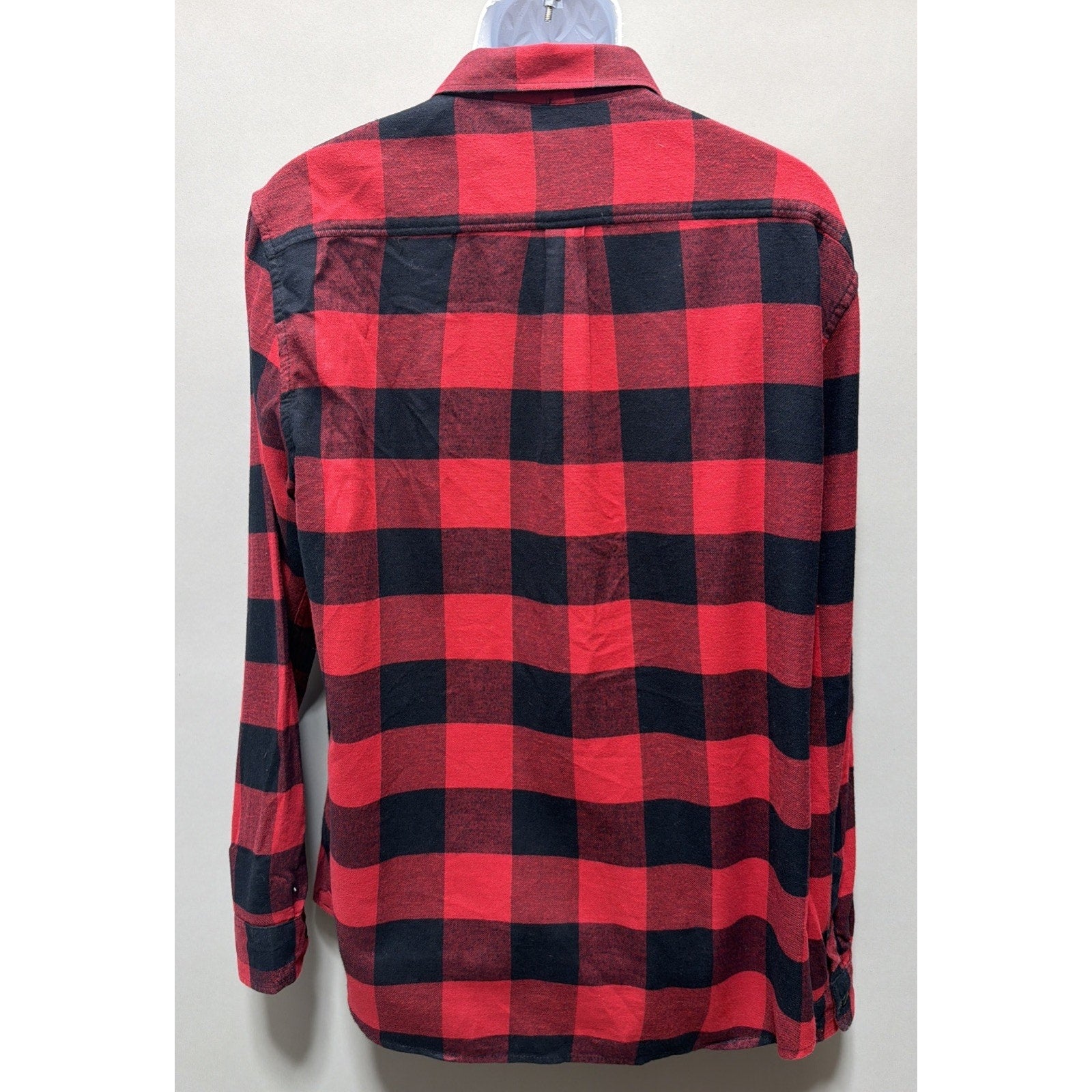 VAns Off The Wall Slim Fit Flannel Shirt Mens XXL Red White Plaid Long Sleeve