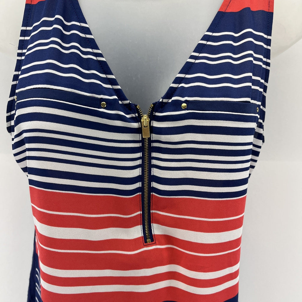 Express Women's Orange Blue White Sleeveless Striped Blouse Tank Size Small