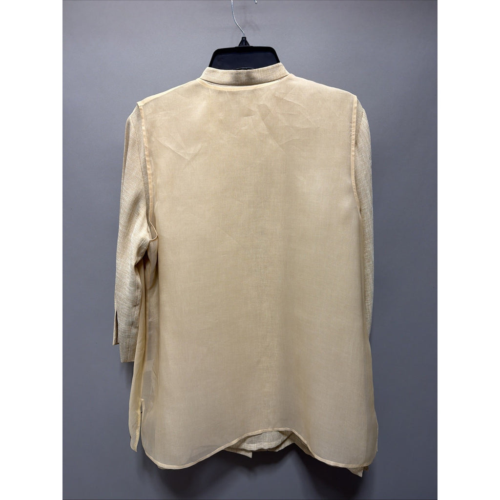 Vintage The Look Randolph Duke Women's Tunic Tan Floral Embroidered Silk Vest 16