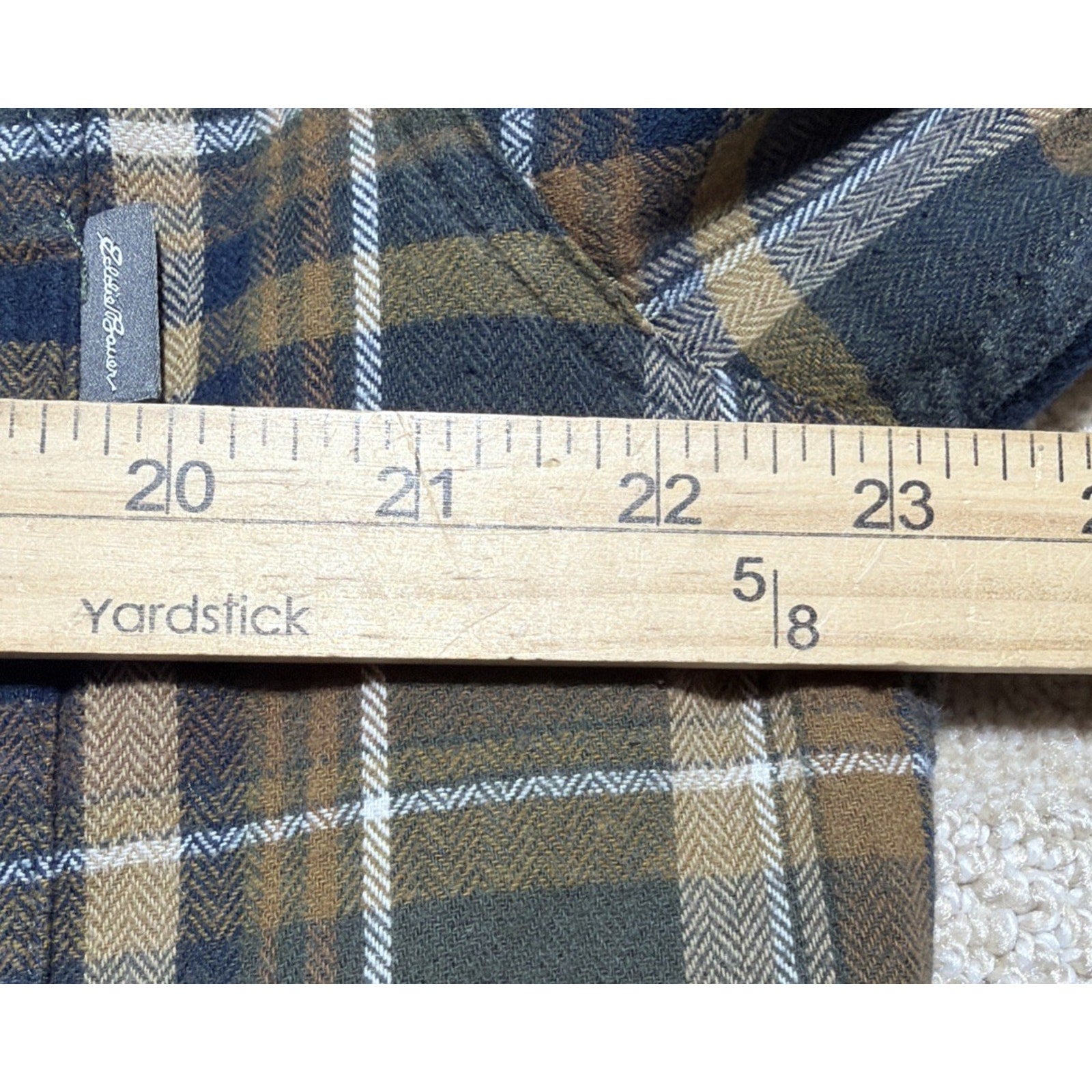 Eddie Bauer Mens L Bristol Flannel Button Down Shirt Brown Plaid Outdoors Casual