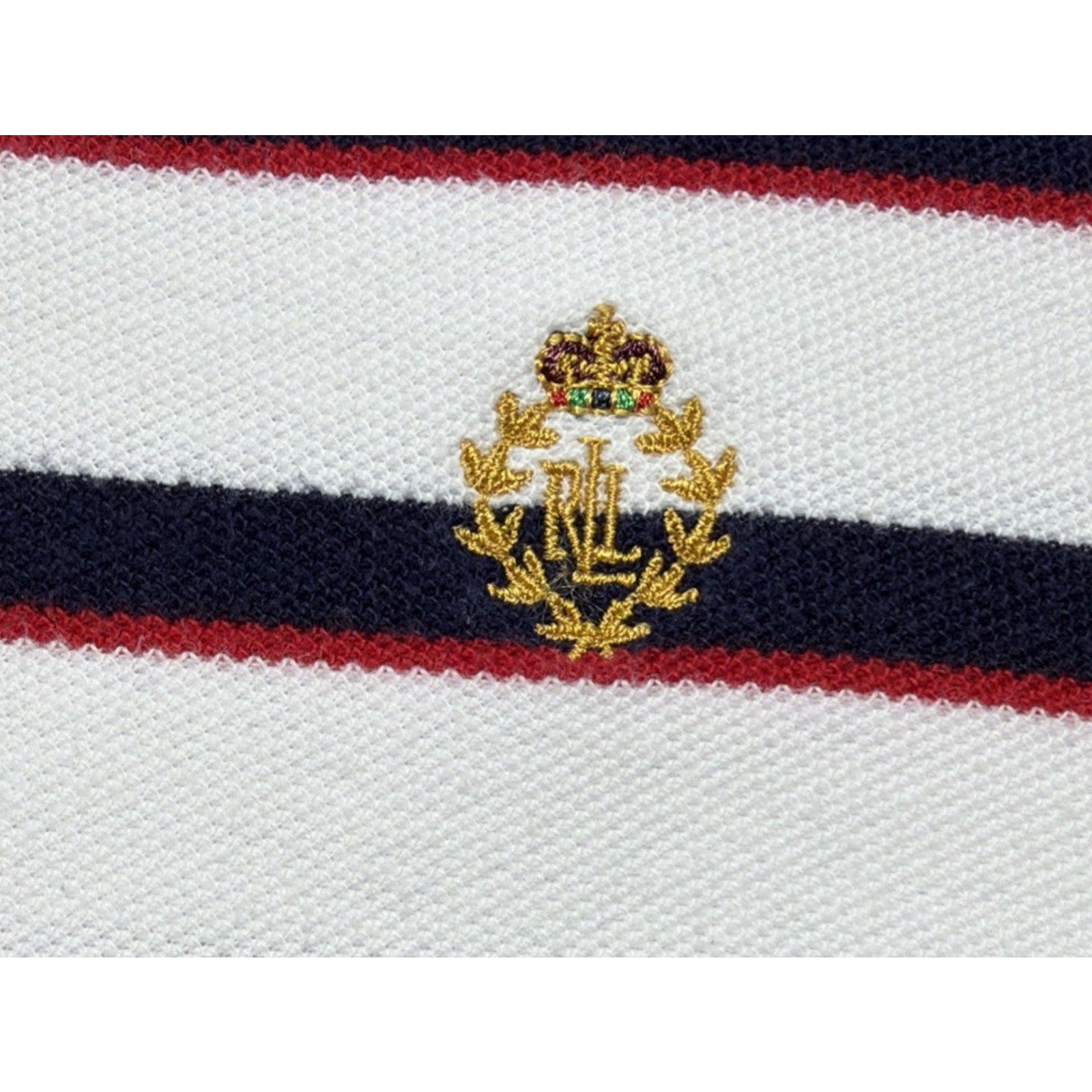 Vtg Lauren Ralph Lauren Polo Shirt M Striped Short Sleeve Crest Logo Made USA