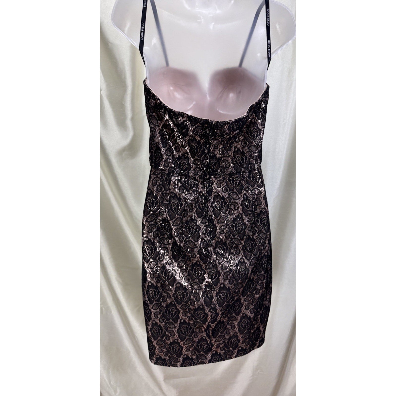 Bisou Bisou Dress Blush/Black strapless with attachable straps NWT Women’s 8