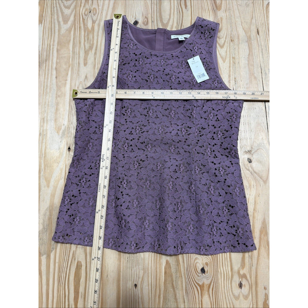 Banana Republic Mauve Purple Floral Zip Back Top Lined Tank 14 NWT