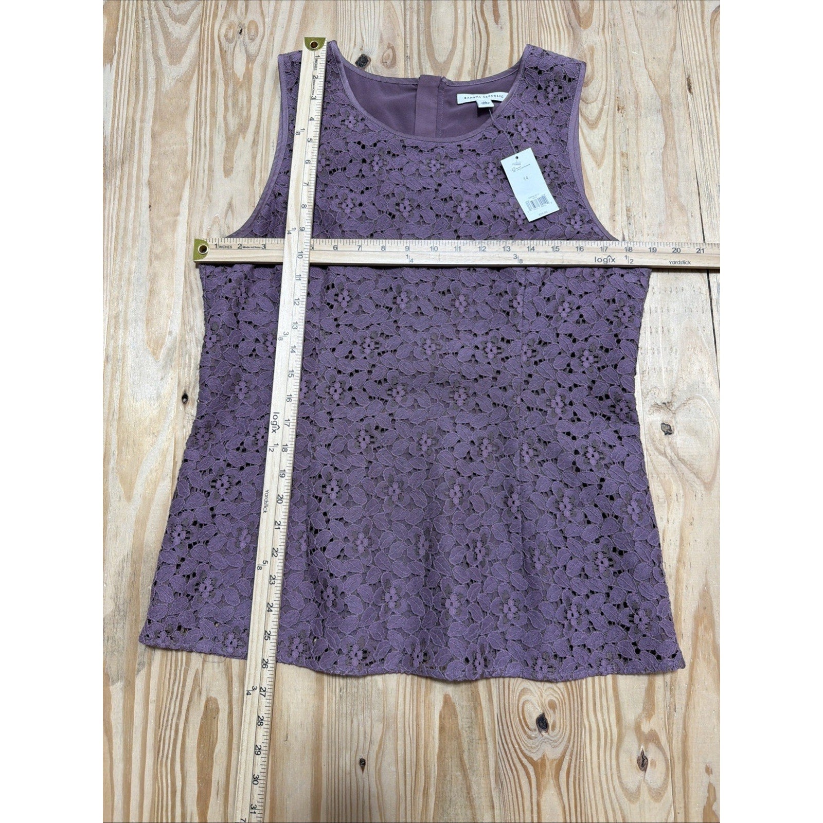 Banana Republic Mauve Purple Floral Zip Back Top Lined Tank 14 NWT