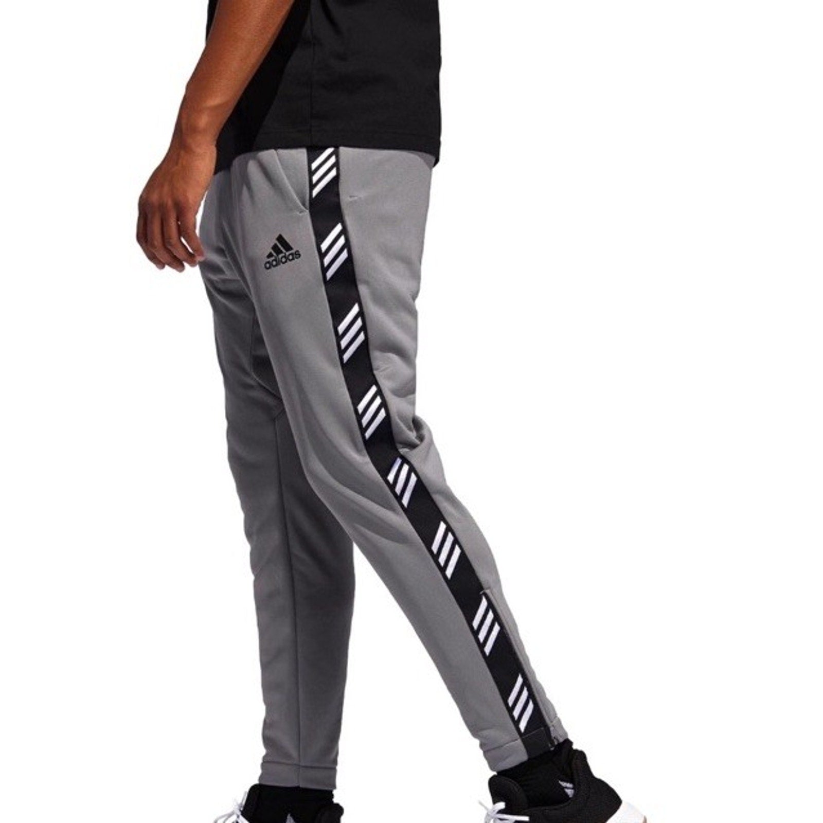 Adidas Mens Pro Madness Basketball Track Pants Heather Gray/Black M