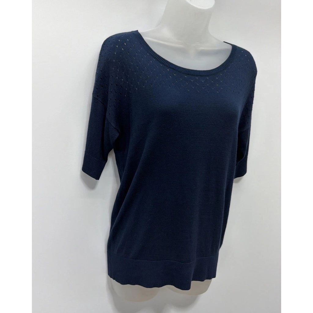 Banana Republic Sweater Womens Small Navy Long Half Sleeve Round Neck Pullover