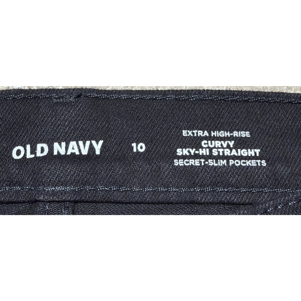 Old Navy Curvy Sky-Hi Straight Black Jeans Womens 10 Button-Fly New