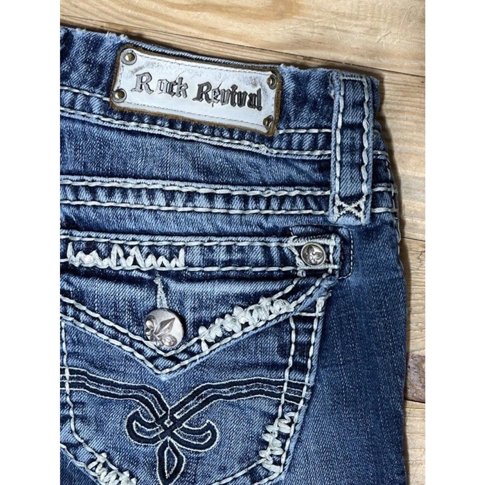 Rock Revival Elaina Skinny Size 26 Womens Designer Denim Blue Jeans 31" Inseam