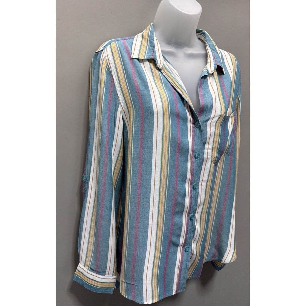 Velvet Heart Womens Striped Button Down Shirt Soft Top Blouse Sz Medium
