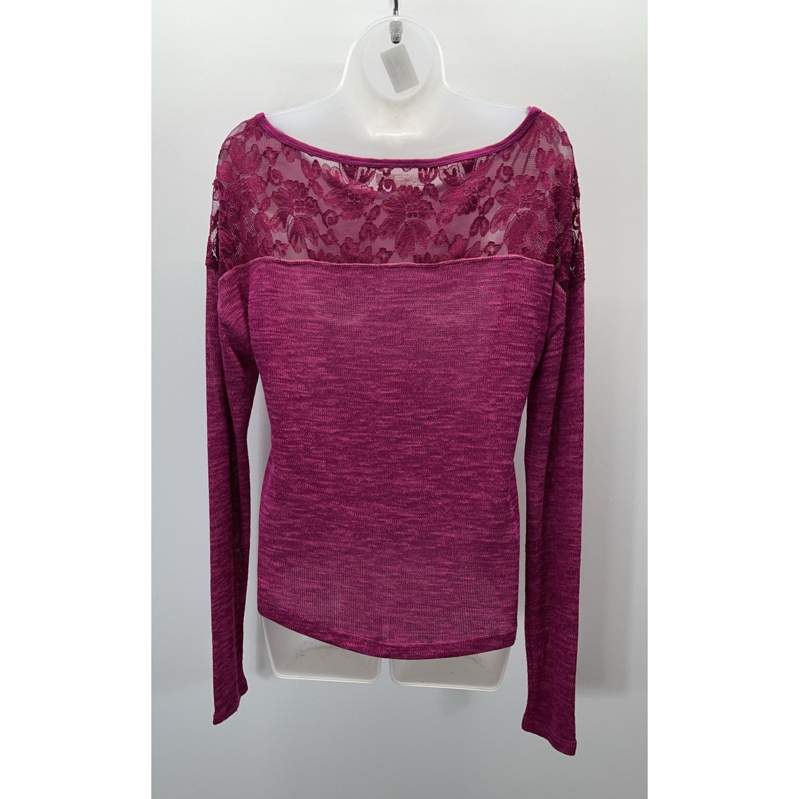 Aeropostale Women's Magenta Lightweight Sweater with Lace on Back Size Large