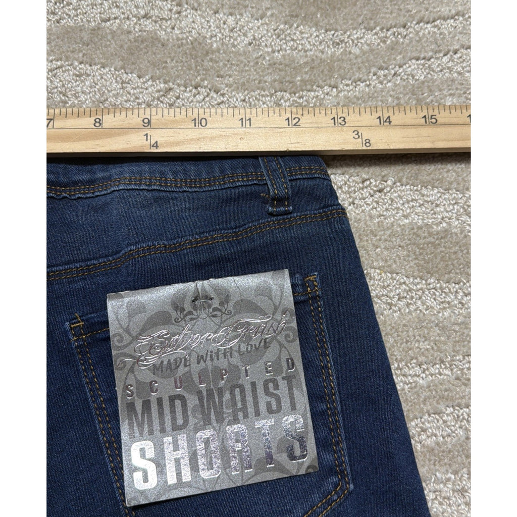 Silver Crush Shorts Blue Denim Jean Mid Rise Stretch Size 3/26 NWT