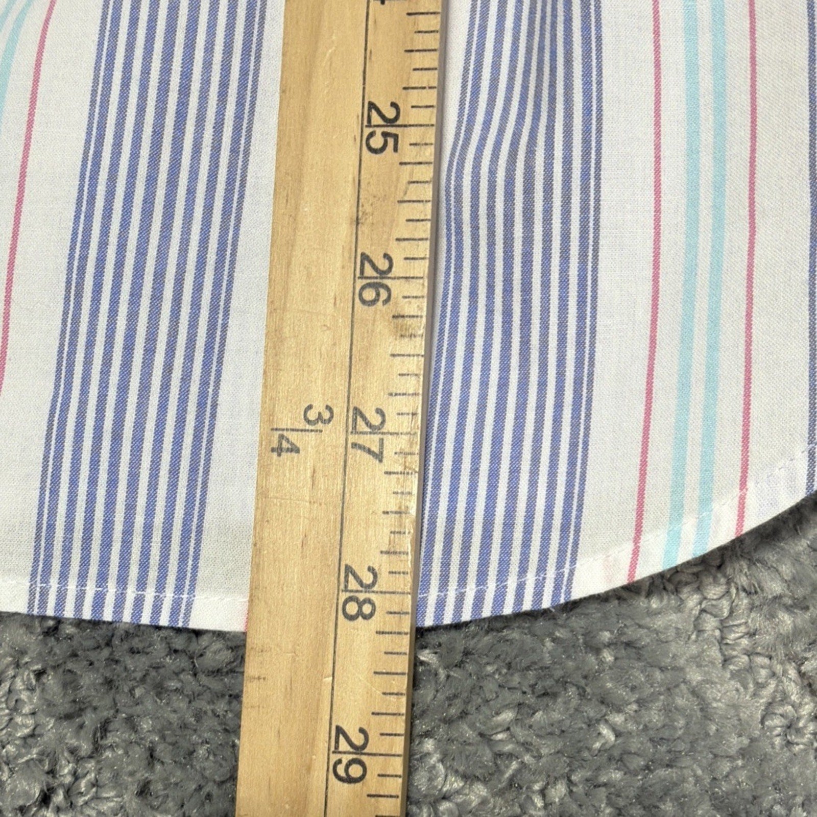 Talbots Women Career Top Blouse Shirt Size XL Gem Stone Striped Collared Cotton