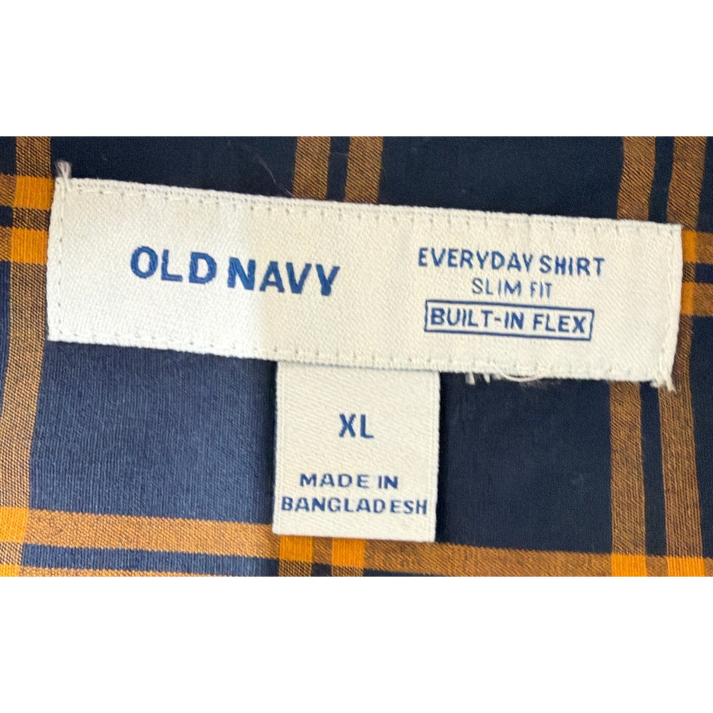 Old Navy Blue Tartan Plaid Men’s Long Sleeve Size XL Slim Fit NWT