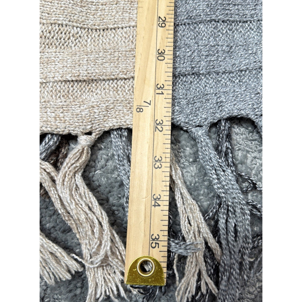 LOVERICHE Women's Patchwork Western Sweater with Fringe Size S/M Taupe,Gray