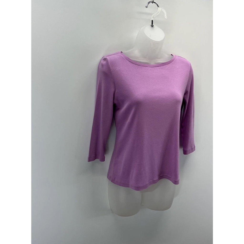 Talbots Tee Top Womens Size Small Petite 3/4 Sleeve 100% Pima Cotton Purple