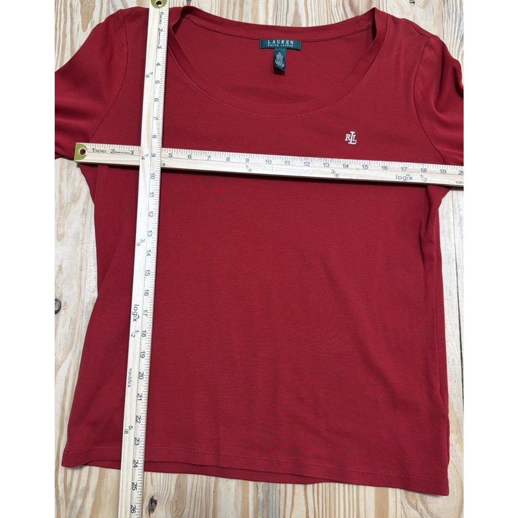 Lauren Ralph Lauren T-Shirt Womens Size XL Red Long Sleeve Shirt Cotton