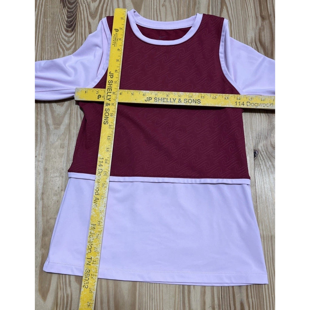 Nike Pro Girls Dri-Fit Training Top Long Sleeve Youth Size L Red Pink