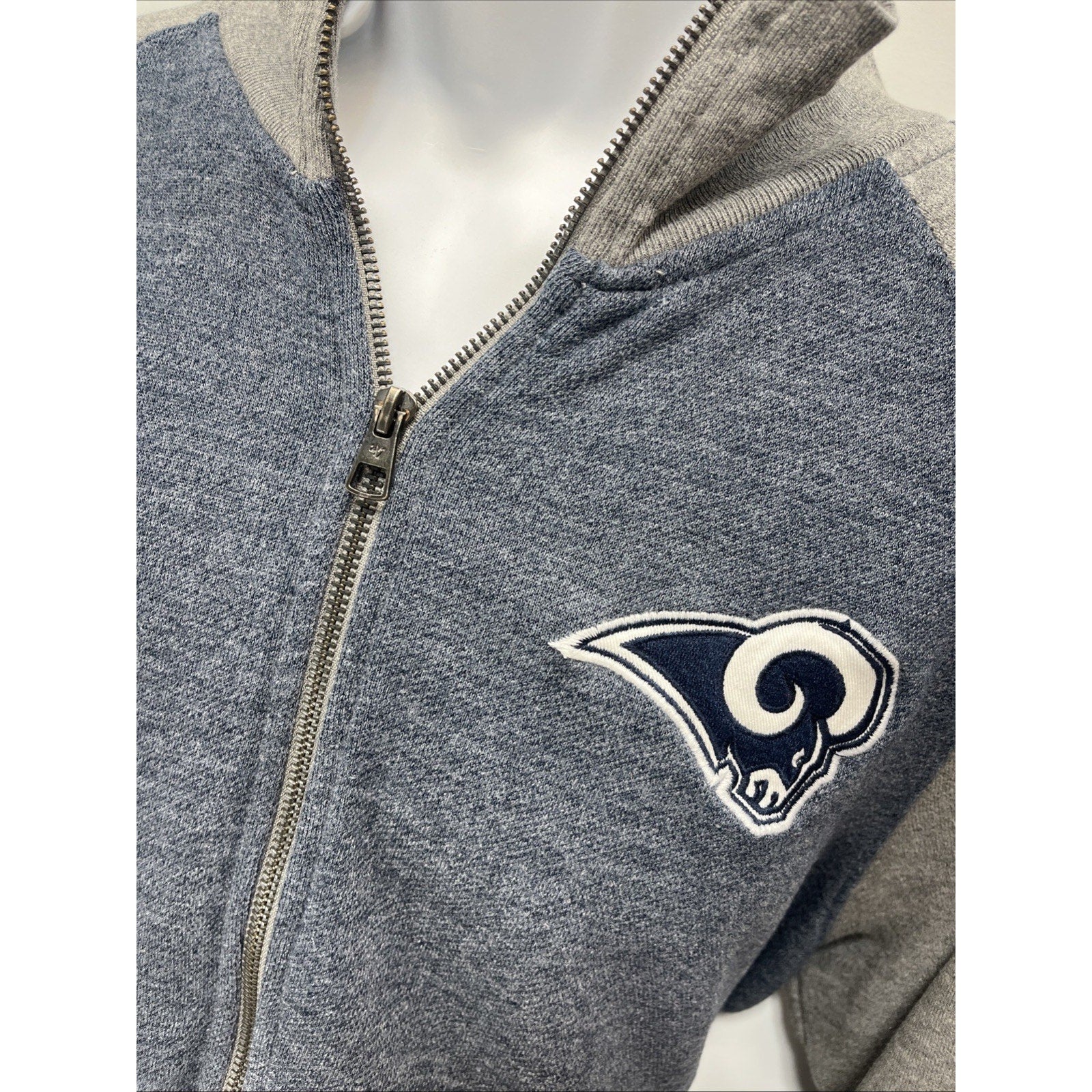 47 Brand Los Angeles Rams Jacket Mens M Blue Gray Colorblock Full Zip NFL