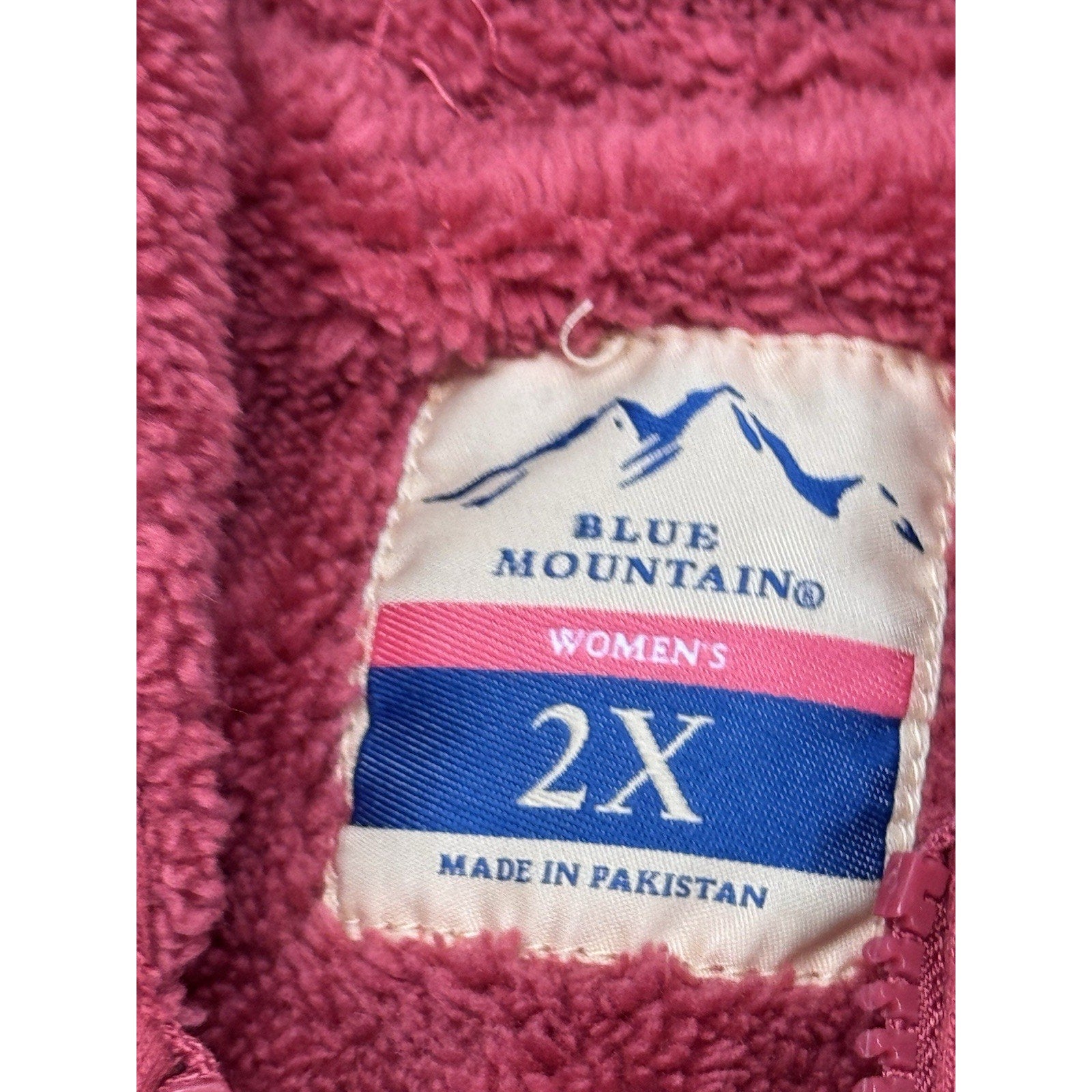 Blue Mountain Women's Fleece Full Zip Long Sleeve Hoodie Sweatshirt Red Size 2XL