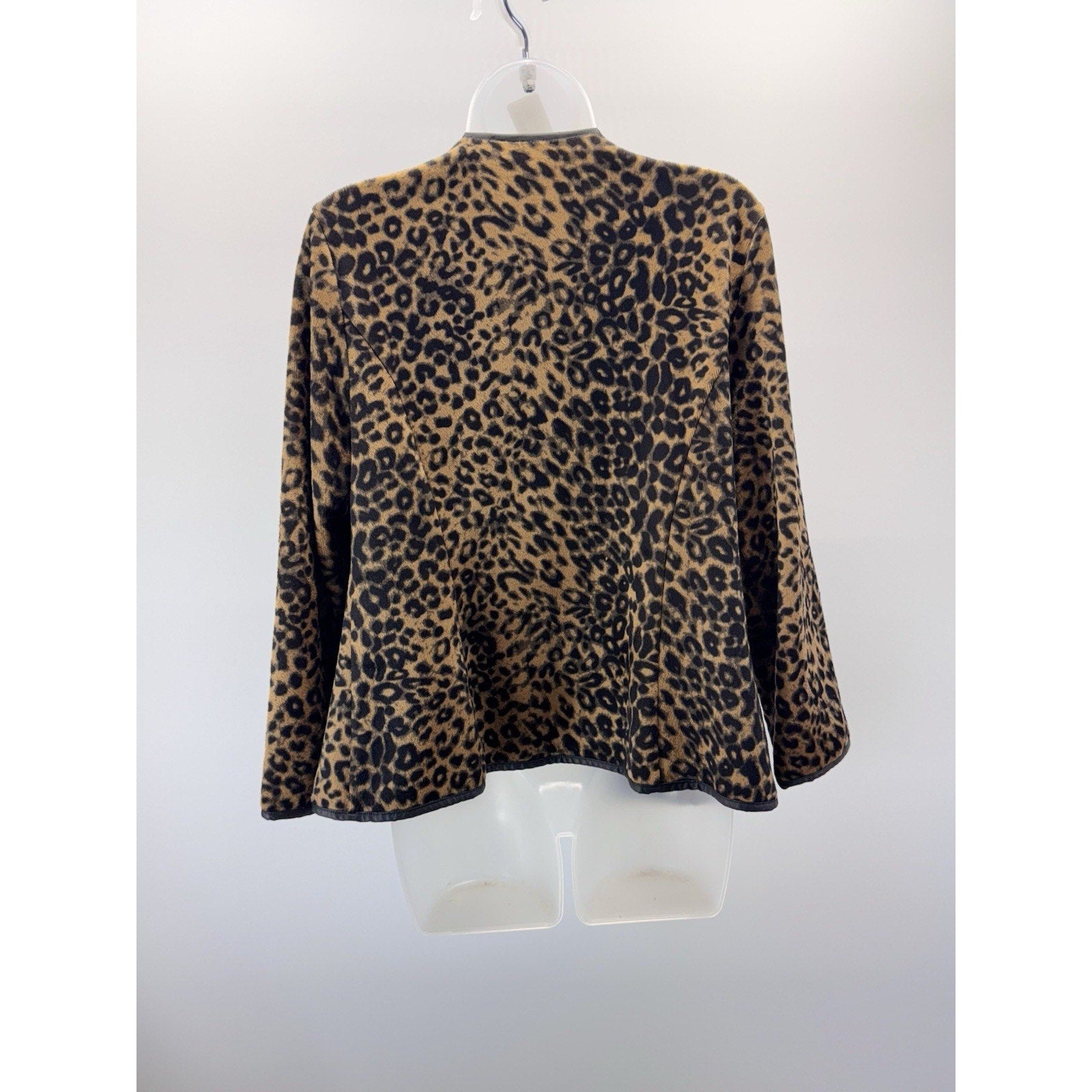 Chico's Leopard Faux Fur Faux Leather Trim Women’s Size 1 Medium