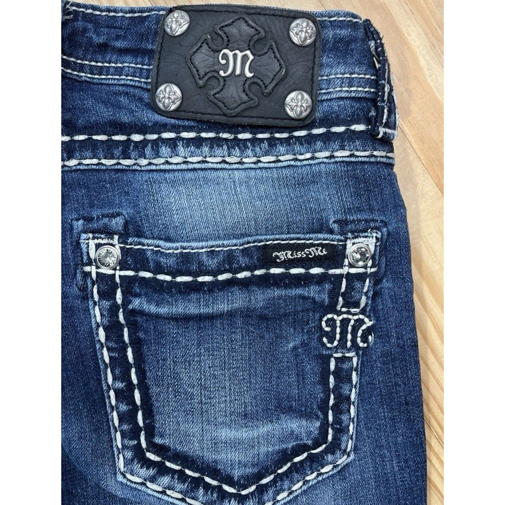 Miss Me Denim Brand Boyfriend Capri Thick Stitch Jeans Size 26 Distressed